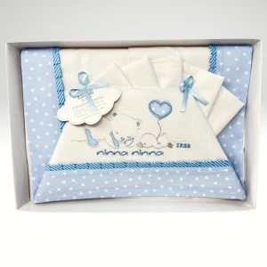 Irge Completo Lenzuolini Per Lettino Grande In Puro Cotone Ricamato 120x180 Art. Bicl03