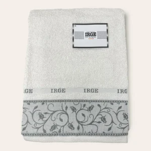 Irge Telo Bagno Spugna 100% Cotone Mis.100x150 Con Balza In Tinta Ricamata Art. Eleonora
