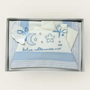 Irge Baby Completo Culla 3 Pezzi -sotto+sopra+federa Ricamato In Puro Cotone Misura 90x120  Art. Bicc07