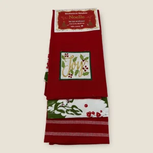 Irge Natale - Confezione 3 Pezzi Strofinacci Natalizio In Puro Cotone Misura 50x70  Art. Irn13 Noelle