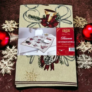 Irge Natale  -centrotavola 100x100 Disegmo Piazzato In Gobelin Di Cotone 4 Fantasie  Art. Irn42