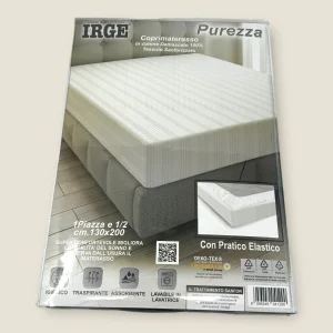 Irge Home - Coprimaterasso In Puro Cotone Damascato Tessuto Sanforizzato  Art. Purezza