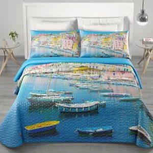 Irge Home - Copriletto Trapuntato Matrimoniale Stampa Digitale  Art. Procida