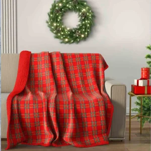 Irge Natale - Plaid 2 Matrimoniale Posti Scozzese Natalizio In Morbida Flannel Art. Irn64