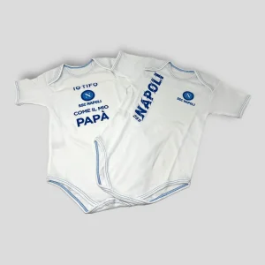 Sscn Napoli Confezione Da 2 Pezzi Body Neonato Mezza Manica In Puro Cotone Stampato  Art. Byn01