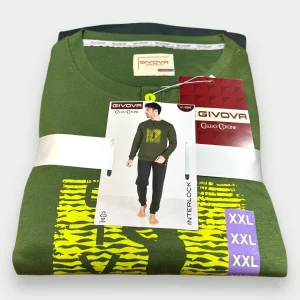 Givova - Pigiama Uomo Caldo Cotone Interlock 100% Cotone Maglia Con Ricamo Pantaloni Con Polsino Art. Gi564