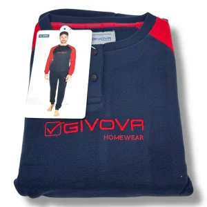 Givova Homewear  Pigiama Uomo Micropile Con Logo Ricamato E Pantaloni Con Polsino  Art. Gp5003