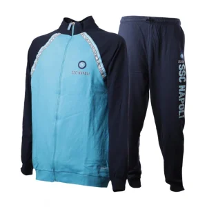 Ssc Napoli - Tuta Da Bambino Del Napoli In French Terry Con Elastico In Vita E Zip Intera Ncf001zb