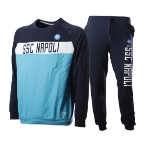 Ssc Napoli Calcio Tuta Ragazzo Girocollo Polsino Alla Caviglia In French Terry 100%cotone Art.ncf013zj