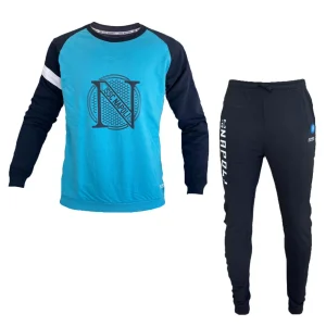 Ssc Napoli Calcio Completo Bimbo Lungo Serafino In Jersey 100% Cotone Con Stampa Blu Azzurro Art.ncj002zb