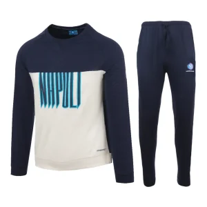 Ssc Napoli Calcio Completo Bimbo Lungo Girocollo In Jersey 100% Cotone Con Stampa Blu Nero Art. Ncj005zb