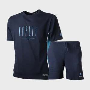 Ssc Napoli - Completino Uomo Del Napoli In Cotone - Maglietta Cotone Jersey E Pantaloncino French Terry Art. Ncf103