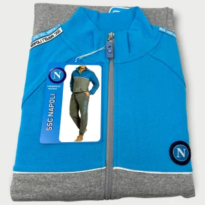 Ssc Napoli - Tuta Da Uomo Del Napoli In French Terry Con Elastico In Vita E Zip Intera
