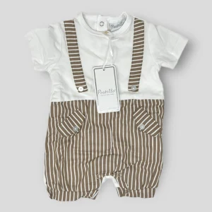 Pastello Pagliaccetto Corto Neonato In Puro Cotone Ricamato