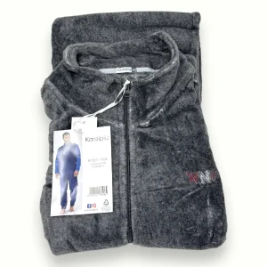 Karel - Pigiama Uomo Full Zip In Caldo Coral Fleece Con Pantalone Con Polsini  Art. Kf5271