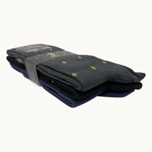 Egon Furstenberg - Pacco Da 3 Calze Uomo Lungo In Caldo Cotone 100% Fantasia (colori Assortiti) Art. Ef88l