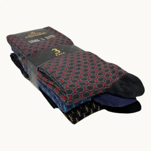 Egon Furstenberg - Pacco Da 3 Calze Uomo Lungo In Caldo Cotone 100% Fantasia (colori Assortiti) Art. Ef89l