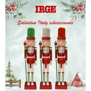 Irge Natale Soldatino Schiaccianoci Decorativo In Legno Misura 45 Cm Colore Casuale Colore Casuale Art. Ina02