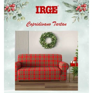 Irge Natale Copridivano Estensibile Tartan Natalizio 2-3-4 Posti Art. Noelle