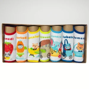 Roby Baby - 7 Pezzi Bavetta Settimana In Spugna Retro Pvc Chiusura/lacci Maschietto Art. B8008