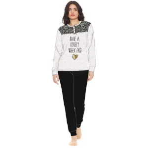 Irge Woman -pigiama Donna In Caldo Cotone 100% Serafino 3 Bottoni Con Inserto In Pizzo  Art. Mi1427