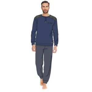 Irge Man -pigiama Uomo Caldo Cotone 100% Serafino 3 Bottoni Con Taschino  Art. Mi1366