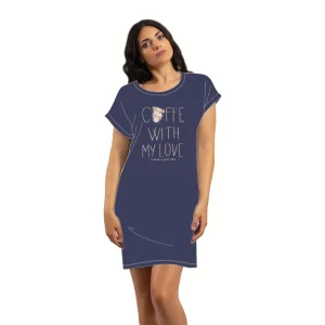 Irge - Abitino Camicia Da Casa Donna Mezza Manica In Jersey Puro Cotone Con Stampa  Art. Mi1556