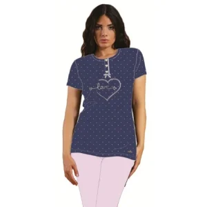 Y&m - Pigiama Donna Pescatore Mezza Manica Stampato In Puro Cotone  Art. Y&m339