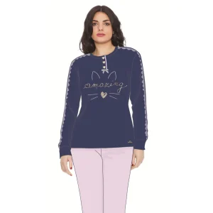 Y&m - Pigiama Donna Manica Lunga Pantalone Lungo In Puro Cotone Stampato  Art. Y&m317