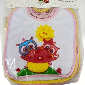 Roby Baby - 6 Pezzi Bavetta Media Spugna 100% Cotone Chiusura/elastico Stampata Femminuccia Art. B6485