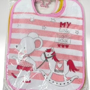 Roby Baby - 6 Pezzi Bavetta Grande Spugna 100% Cotone Chiusura/elastico Stampata Femminuccia Art. B6494