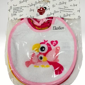 Roby - 6 Bavette Piccole Spugna Retro Pvc Chiusura/elastico  Stampata Femminuccia Art. B003