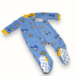 Disney - Pigiamone Intero Baby Maschietto Con Zip In Soffice Coral Stampato  Art. Wl2044