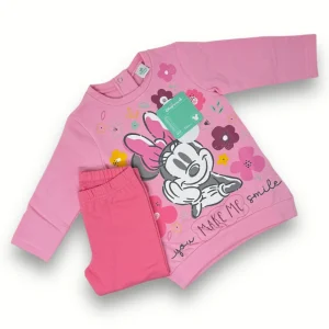 Disney -  Completo Felpa Neonata Girocollo Stampato Minnie  Art. Wo4069