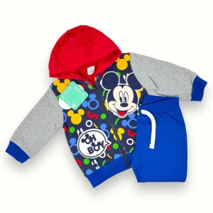 Disney - Completo Felpa Baby Con Cappuccio Stampato Mickey Mouse  Art. Wo4072