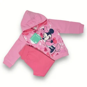 Disney - Completo Felpa Neonata Con Cappuccio Stampato Minnie  Art. Wo4068
