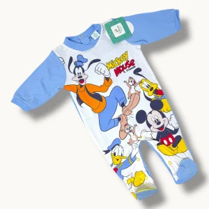 Disney - Tutina Jersey Lunga In Cotone 100% Stampa Personaggi Disney  Art. Wq3102