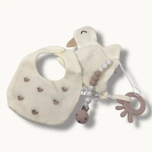 Ellepi Baby Set Regalo Baby 3 Pezzi (1 Dou Dou Dentizione + 1 Bavetta + 1 Portaciuccio) Art.cr1010
