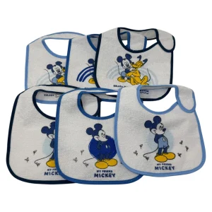 Disney - (pacco Da 6) Bavetta Neonato In Spugna Con Strappo E Retro In Pvc  Wd9663