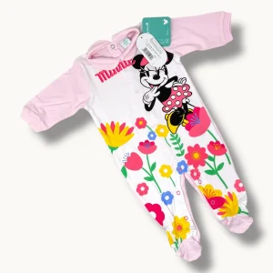 Disney - Tutina Jersey Lunga In Cotone 100% Stampa Disney (minnie Mouse)  Art. Wq3096