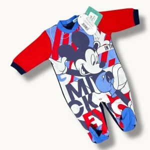 Disney - Tutina Jersey Lunga In Cotone 100% Stampa Disney (mickey Mouse)  Art. Wq3100