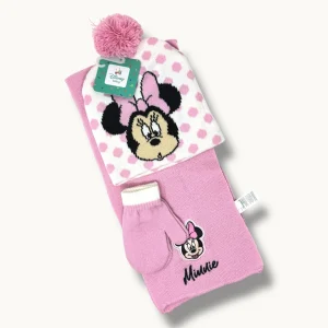 Ellepi Baby Disney Completo Femminuccia Lana Cappello+sciarpa+guanti Ricamo Minnie  Wr6008