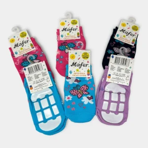 Mafer Calza Antiscivolo Baby Femminuccia Fresco Cotone 100% Fantasie E Colori Assortiti Art.6927