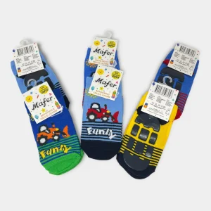 Mafer Calza Antiscivolo Baby Maschietto Fresco Cotone 100% Fantasie E Colori Assortiti Art.6932