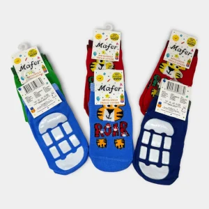 Mafer Calza Antiscivolo Baby Maschietto Fresco Cotone 100% Fantasie E Colori Assortiti Art.6933