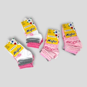 Mafer Confezione 3 Paia Calza Corta Bambina - In Cotone Fantasia Art. Bbc7580