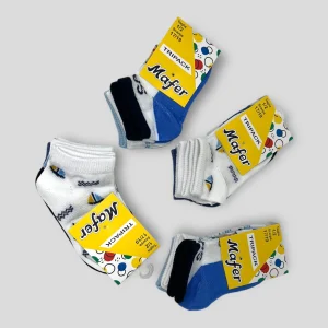 Mafer Conf. 3 Paia Calza Corta Baby Maschietto In Cotone Fantasia