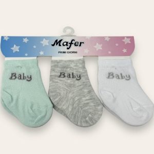 Mafer - Set 3 Paia Calzino Neonato Baby Maschietto Primi Gorni In Cotone Fantasy  Art. Wpg8241