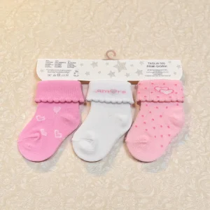 Mafer Baby Set 3paia Calzino Baby Primi Giorni Fantasia Femminuccia In Cotone Art. Wpg8919