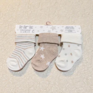 Mafer Baby Set 3paia Calzino Baby Primi Giorni Fantasia Neutro In Cotone Art. Wpg8921